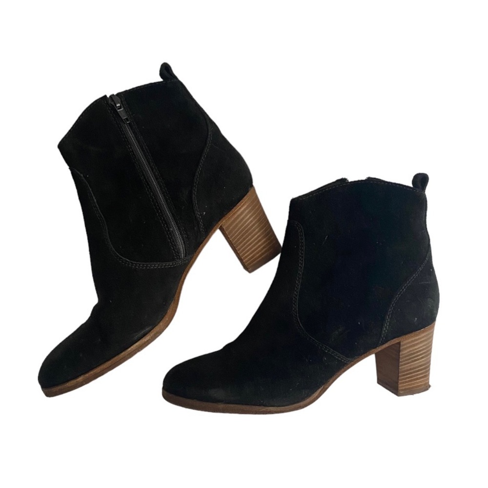 J. Crew Black Suede Western Ankle Boots Size 8